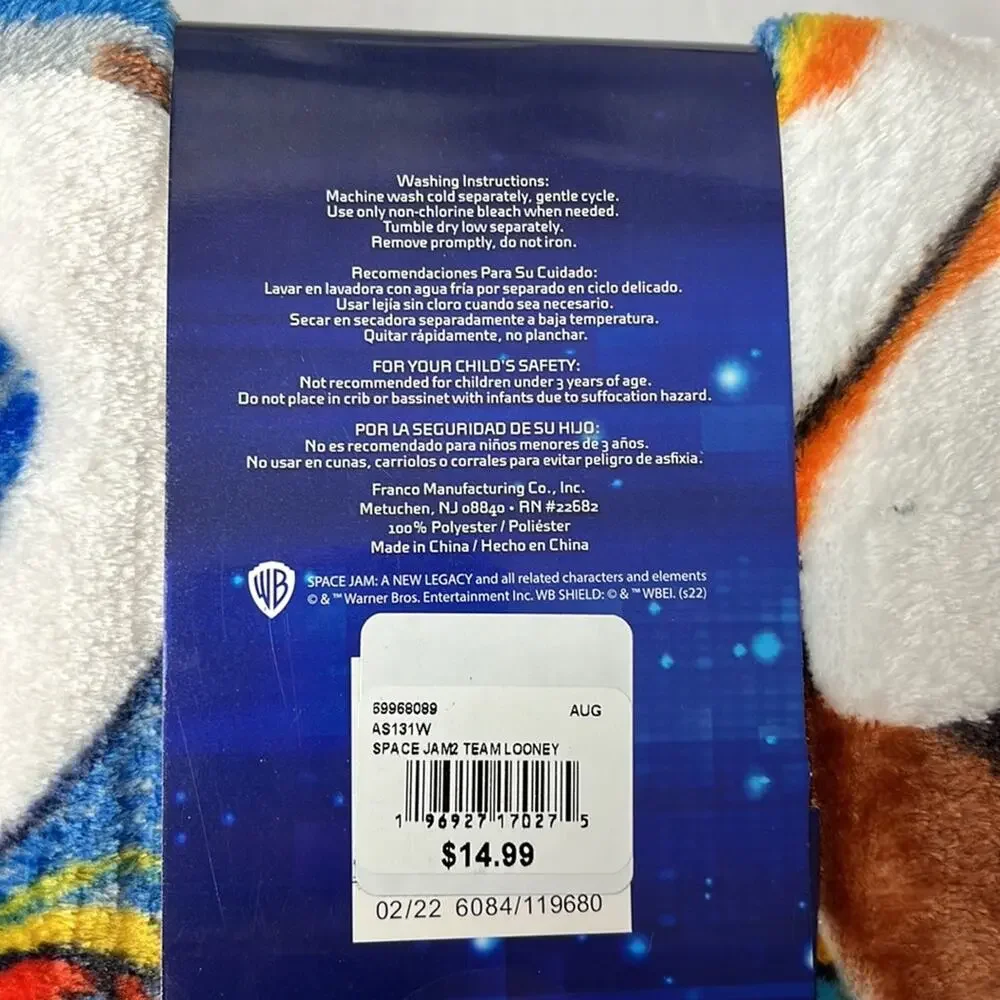Space Jam A New Legacy Silky Soft Throw Gray Blue Orange 40”x50”